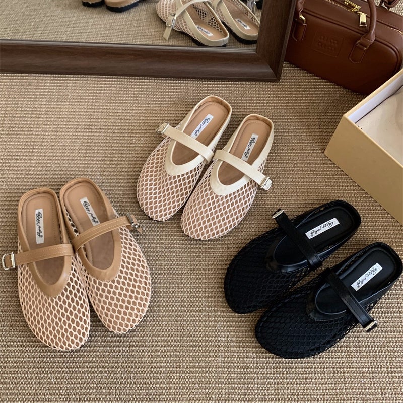 Flat French Mesh Breathable Mary Jane Shoes Women'S Shoes Retro Gentle Late Evening Shoes - Image 4